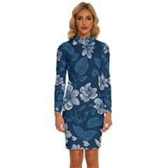 Long Sleeve Shirt Collar Bodycon Dress 