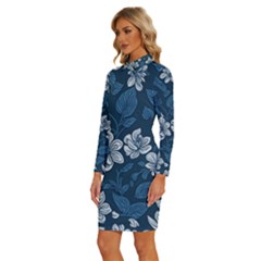 Long Sleeve Shirt Collar Bodycon Dress 