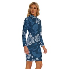 Long Sleeve Shirt Collar Bodycon Dress 