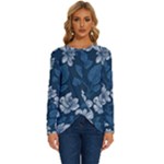 Pattern Flower Nature Long Sleeve Crew Neck Pullover Top