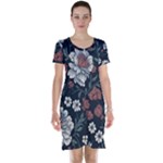 Flower Pattern Short Sleeve Nightdress