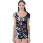 Flower Pattern Boyleg Leotard 