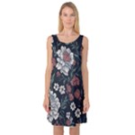 Flower Pattern Sleeveless Satin Nightdress