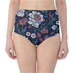 Flower Pattern Classic High-Waist Bikini Bottoms