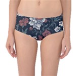 Flower Pattern Mid-Waist Bikini Bottoms