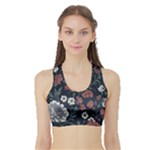 Flower Pattern Sports Bra with Border