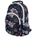 Flower Pattern Rounded Multi Pocket Backpack