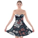 Flower Pattern Strapless Bra Top Dress