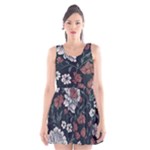 Flower Pattern Scoop Neck Skater Dress