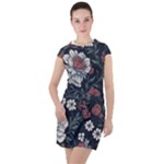 Flower Pattern Drawstring Hooded Dress
