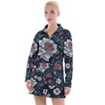 Flower Pattern Women s Long Sleeve Casual Dress