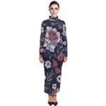 Flower Pattern Turtleneck Maxi Dress