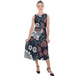 Flower Pattern Midi Tie-Back Chiffon Dress
