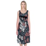 Flower Pattern Midi Sleeveless Dress