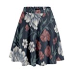 Flower Pattern High Waist Skirt