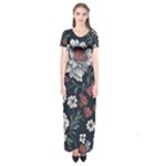 Flower Pattern Short Sleeve Maxi Dress
