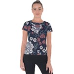 Flower Pattern Short Sleeve Sports Top 