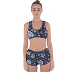 Flower Pattern Racerback Boyleg Bikini Set