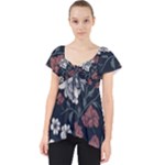 Flower Pattern Lace Front Dolly Top