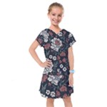 Flower Pattern Kids  Drop Waist Dress
