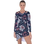 Flower Pattern Asymmetric Cut-Out Shift Dress