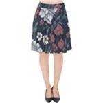 Flower Pattern Velvet High Waist Skirt
