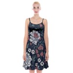 Flower Pattern Spaghetti Strap Velvet Dress