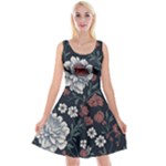 Flower Pattern Reversible Velvet Sleeveless Dress