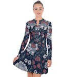 Flower Pattern Long Sleeve Panel Dress
