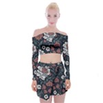 Flower Pattern Off Shoulder Top with Mini Skirt Set