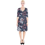 Flower Pattern Wrap Up Cocktail Dress