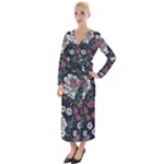 Flower Pattern Velvet Maxi Wrap Dress
