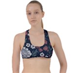 Flower Pattern Criss Cross Racerback Sports Bra