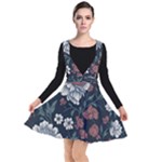 Flower Pattern Plunge Pinafore Dress