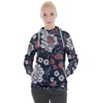 Flower Pattern Women s Hooded Pullover
