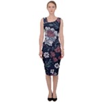 Flower Pattern Sleeveless Pencil Dress