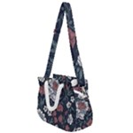 Flower Pattern Rope Handles Shoulder Strap Bag