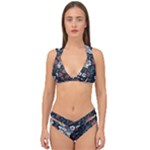 Flower Pattern Double Strap Halter Bikini Set