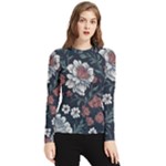 Flower Pattern Women s Long Sleeve Rash Guard