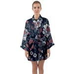 Flower Pattern Long Sleeve Satin Kimono