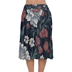 Velvet Flared Midi Skirt 