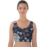 Flower Pattern Velvet Crop Top