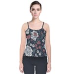Flower Pattern Velvet Spaghetti Strap Top