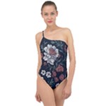 Flower Pattern Classic One Shoulder Swimsuit