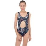 Flower Pattern Center Cut Out Swimsuit