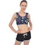 Flower Pattern V-Back Sports Bra
