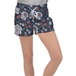 Flower Pattern Women s Velour Lounge Shorts