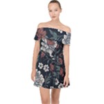 Flower Pattern Off Shoulder Chiffon Dress