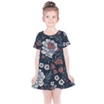 Flower Pattern Kids  Simple Cotton Dress