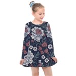 Flower Pattern Kids  Long Sleeve Dress